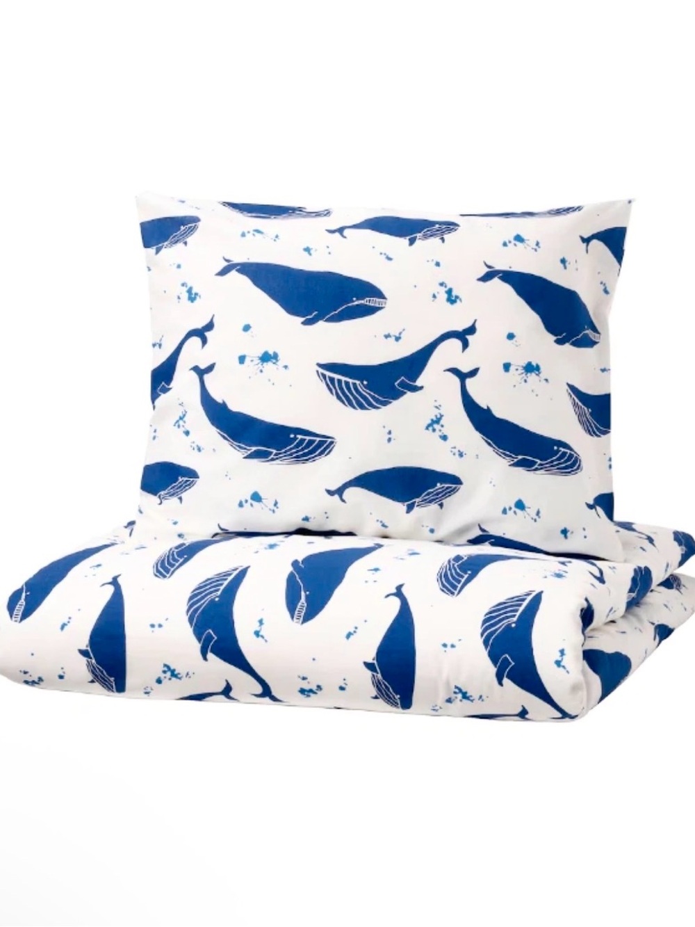IKEA BLÅVINGAD White and Blue Whale Duvet Cover - Twin